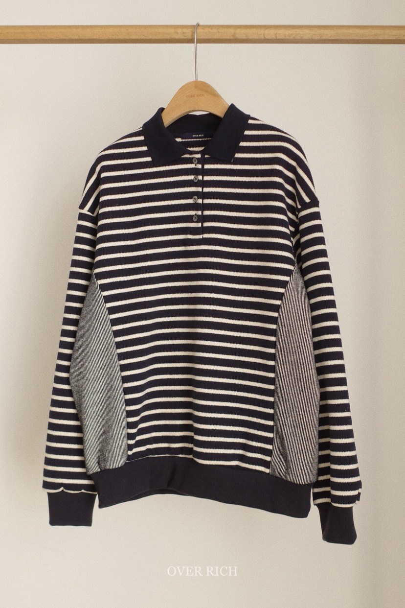 OVER RICH東大門㊣直郵女士新款職業時尚人氣熱賣衛衣條紋OVER RICH衛衣圖色3