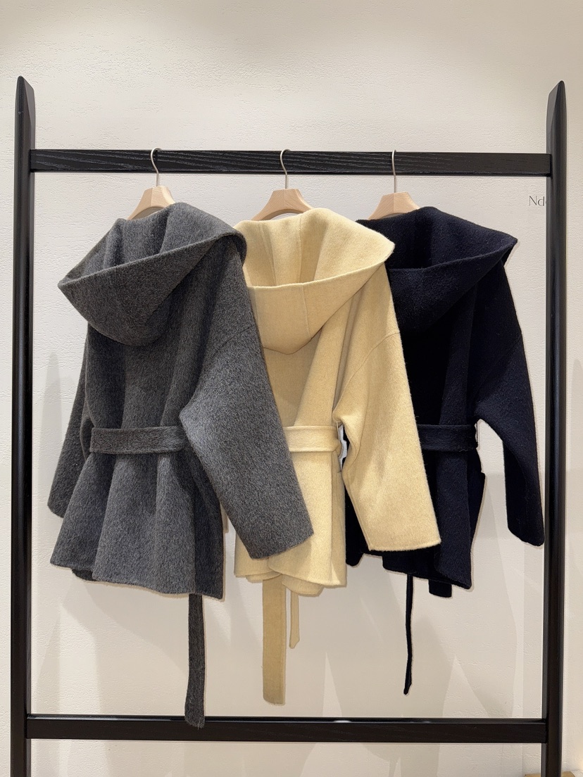 NDE韓國直郵㊣女裝新款時尚休閑真品25秋冬中長款大衣含腰帶NDE中長款大衣