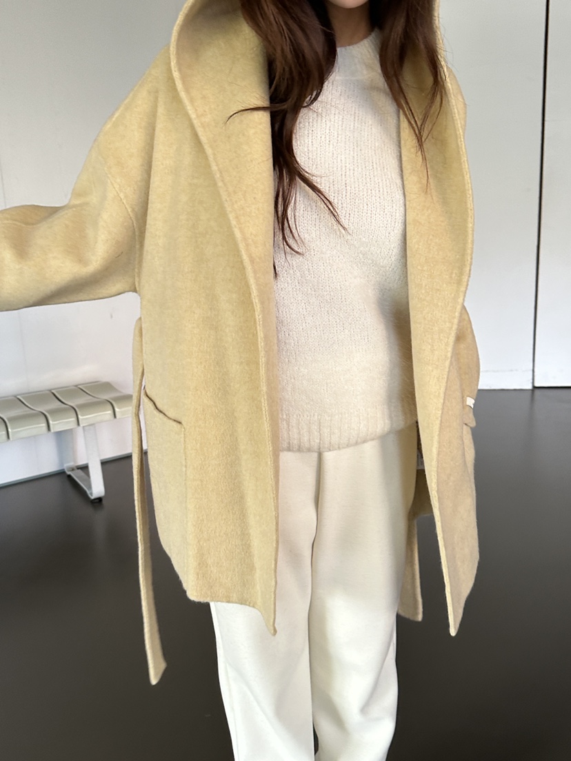 NDE韓國直郵㊣女裝新款時尚休閑真品25秋冬中長款大衣含腰帶NDE中長款大衣