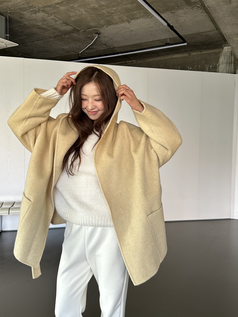 NDE韓國直郵㊣女裝新款時尚休閑真品25秋冬中長款大衣含腰帶NDE中長款大衣