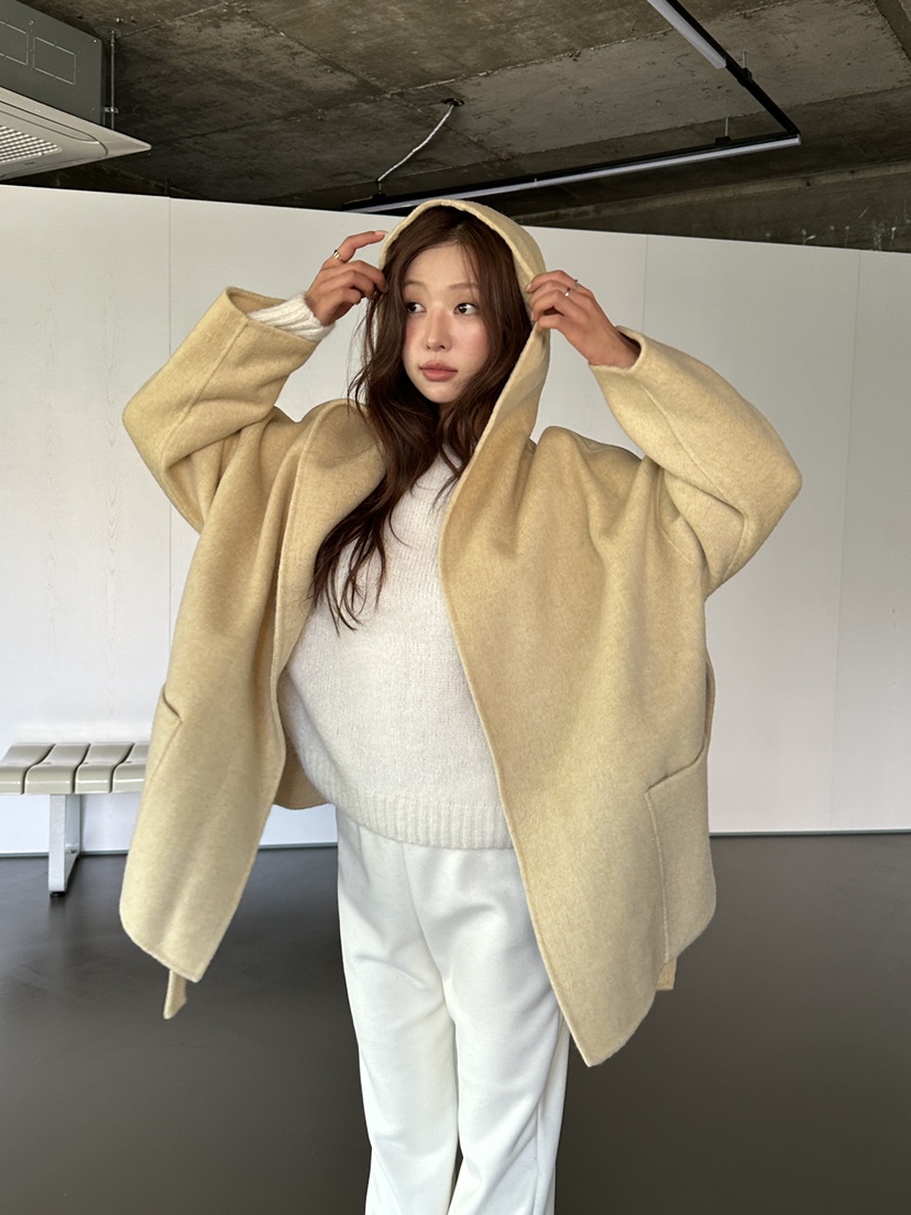 NDE韓國直郵㊣女裝新款時尚休閑真品25秋冬中長款大衣含腰帶NDE中長款大衣