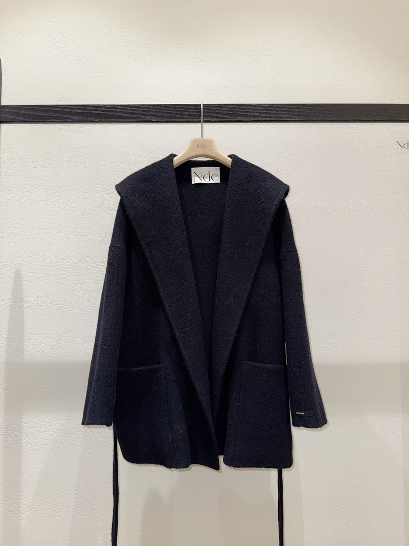 NDE韓國直郵㊣女裝新款時尚休閑真品25秋冬中長款大衣含腰帶NDE中長款大衣圖色2