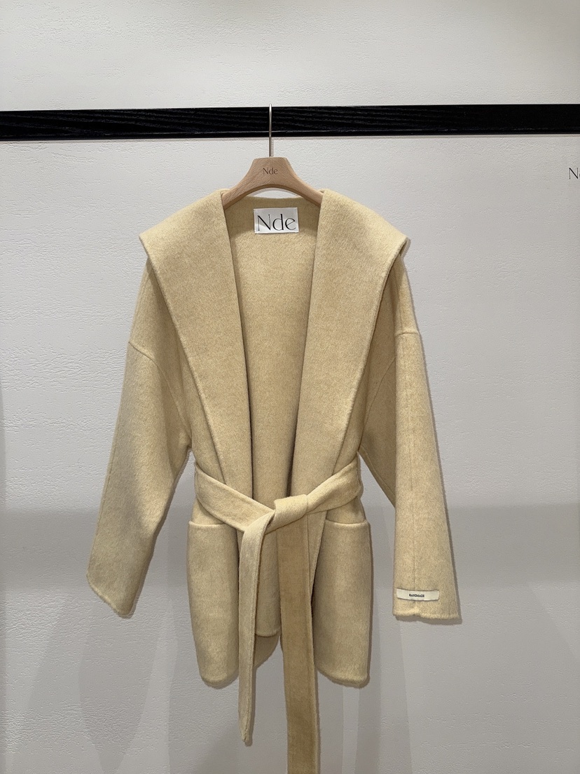 NDE韓國直郵㊣女裝新款時尚休閑真品25秋冬中長款大衣含腰帶NDE中長款大衣圖色3
