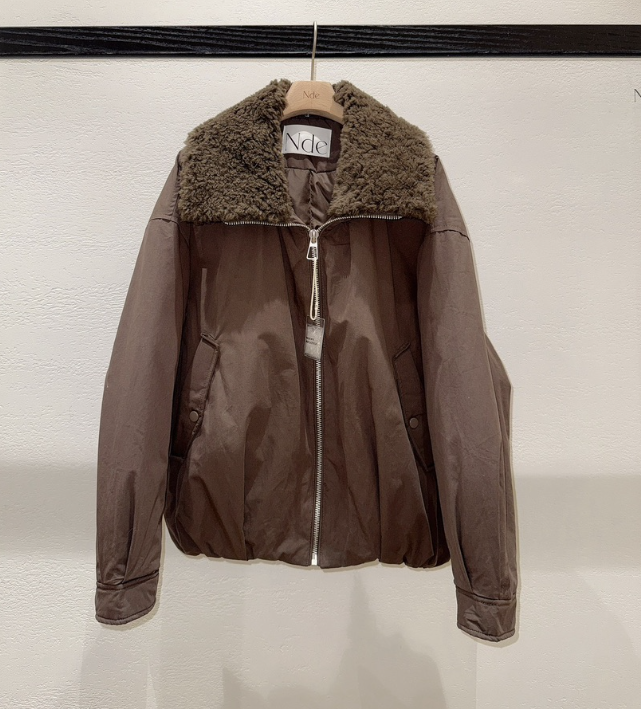 NDE韓國代購㊣女士新款職業熱賣休閑夾克毛領可拆可拆卸皮草NDE夾克圖色1
