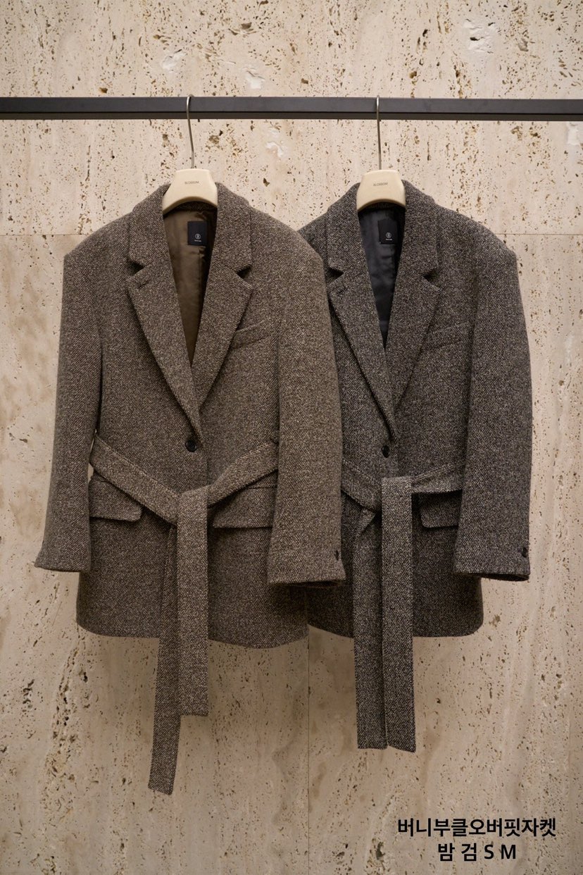 BLOSSOM東大門㊣代購女裝新品人氣25秋冬短款大衣含腰帶兔子寬松BLOSSOM短款大衣