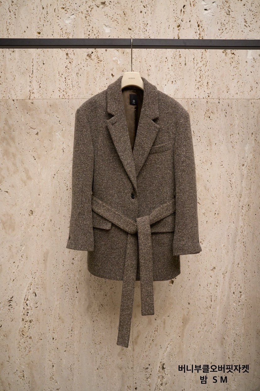 BLOSSOM東大門㊣代購女裝新品人氣25秋冬短款大衣含腰帶兔子寬松BLOSSOM短款大衣圖色1棕色