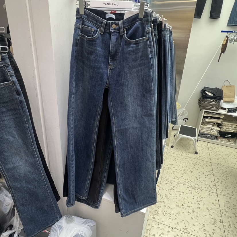 VANILLA J東大門㊣實拍女士新款25秋冬人氣推薦牛仔褲拉絨VANILLA J牛仔褲圖色1