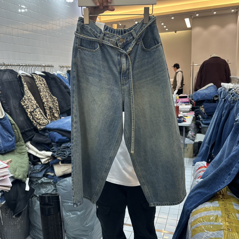 ITZEL東大門㊣代購女裝新品休閑人氣時尚25秋冬牛仔褲含腰繩ITZEL牛仔褲圖色1