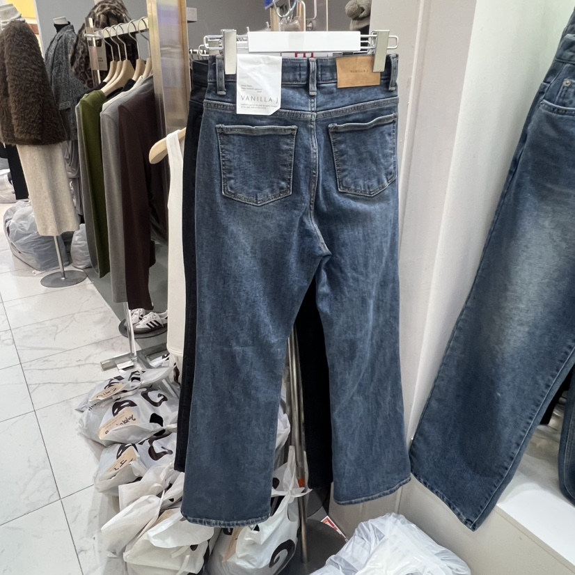 VANILLA J東大門㊣實拍女裝新款25秋冬人氣休閑牛仔褲加絨VANILLA J牛仔褲