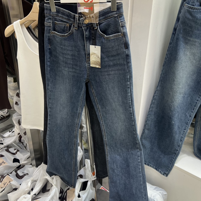 VANILLA J東大門㊣實拍女裝新款25秋冬人氣休閑牛仔褲加絨VANILLA J牛仔褲圖色1