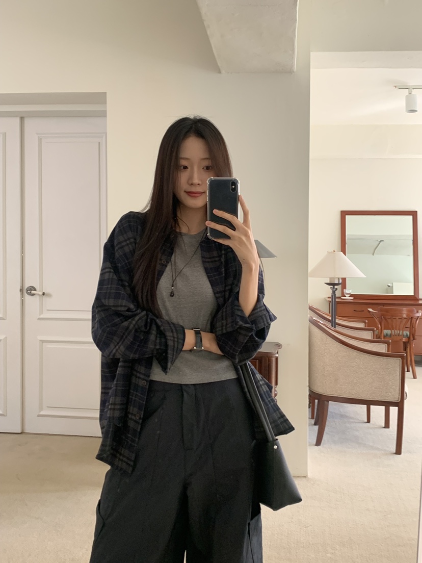 ALOT韓國直郵㊣女士新品真品時尚人氣推薦襯衫蕾絲衫抓絨格子A LOT襯衫/蕾絲衫