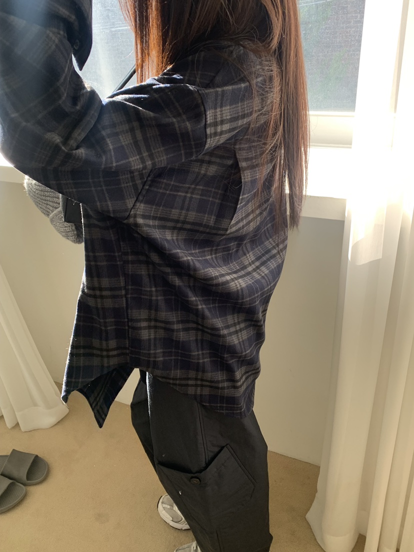 ALOT韓國直郵㊣女士新品真品時尚人氣推薦襯衫蕾絲衫抓絨格子A LOT襯衫/蕾絲衫