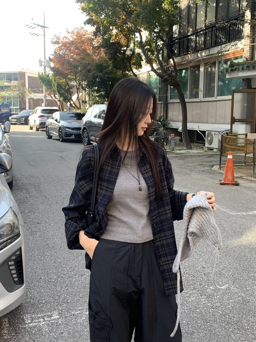 ALOT韓國直郵㊣女士新品真品時尚人氣推薦襯衫蕾絲衫抓絨格子A LOT襯衫/蕾絲衫圖色2