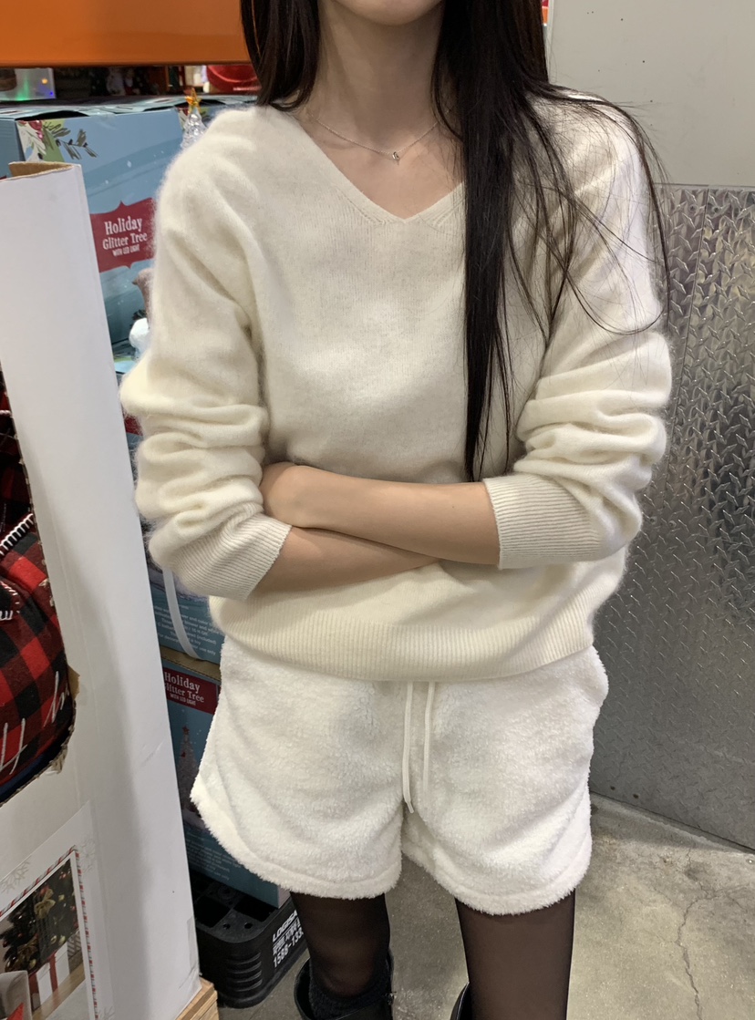 ALOT韓國直郵㊣女士新品真品職業休閑25秋冬時尚針織衫V領羊絨A LOT針織衫