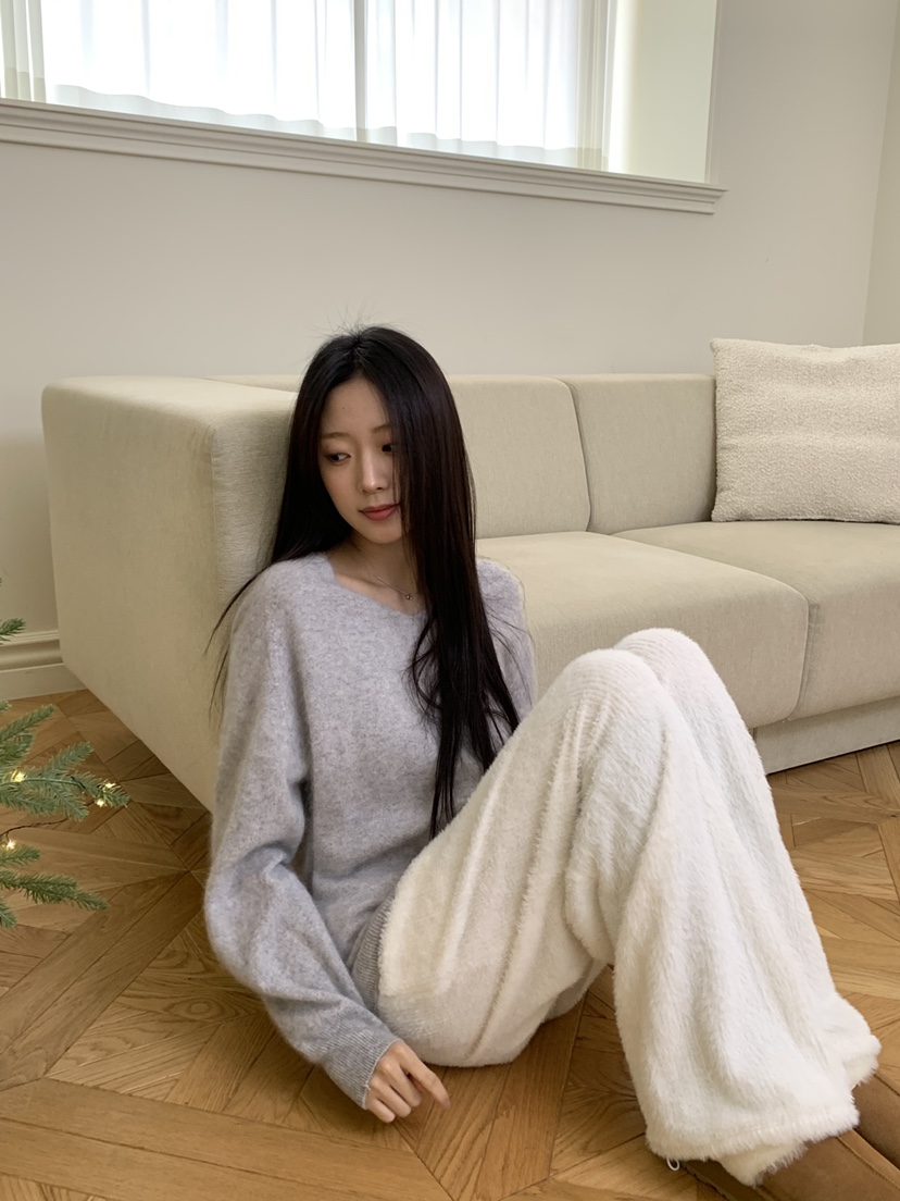 ALOT韓國直郵㊣女士新品真品職業休閑25秋冬時尚針織衫V領羊絨A LOT針織衫