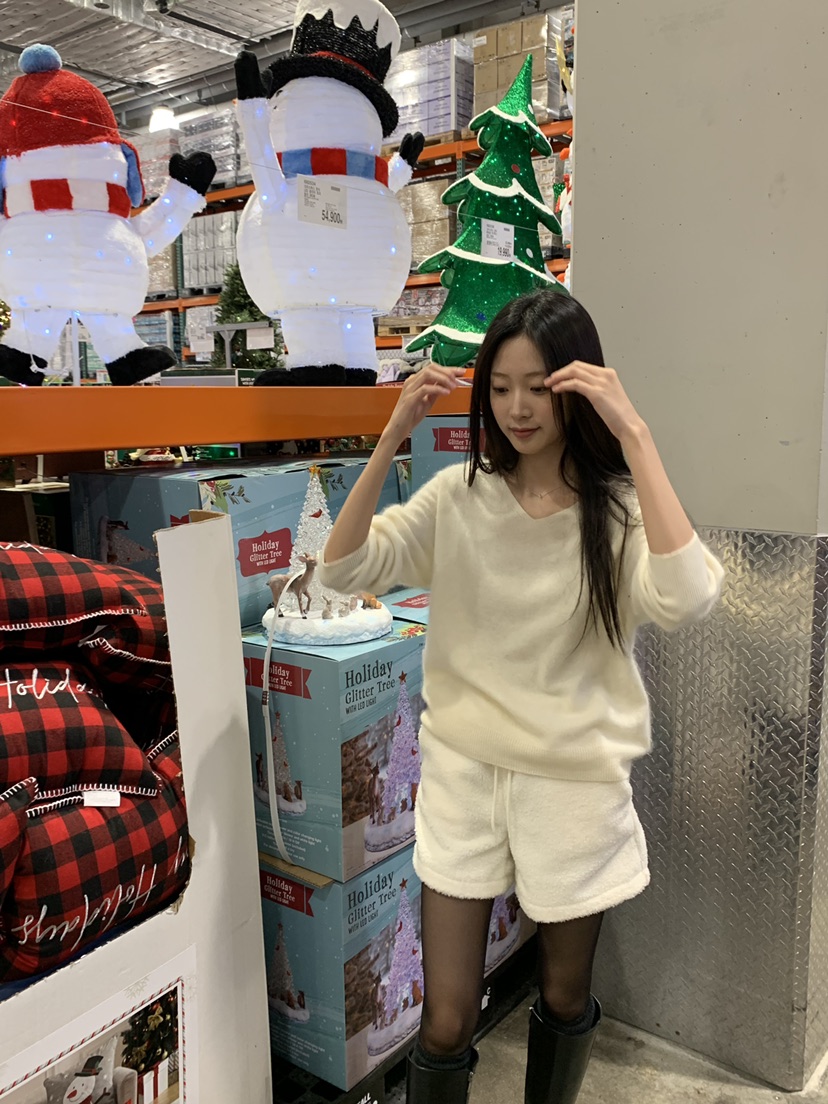 ALOT韓國直郵㊣女士新品真品職業休閑25秋冬時尚針織衫V領羊絨A LOT針織衫