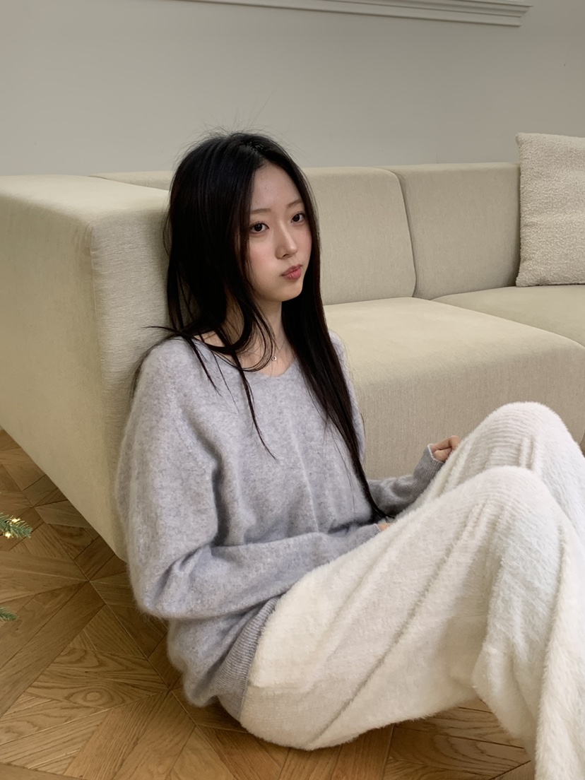 ALOT韓國直郵㊣女士新品真品職業休閑25秋冬時尚針織衫V領羊絨A LOT針織衫圖色3