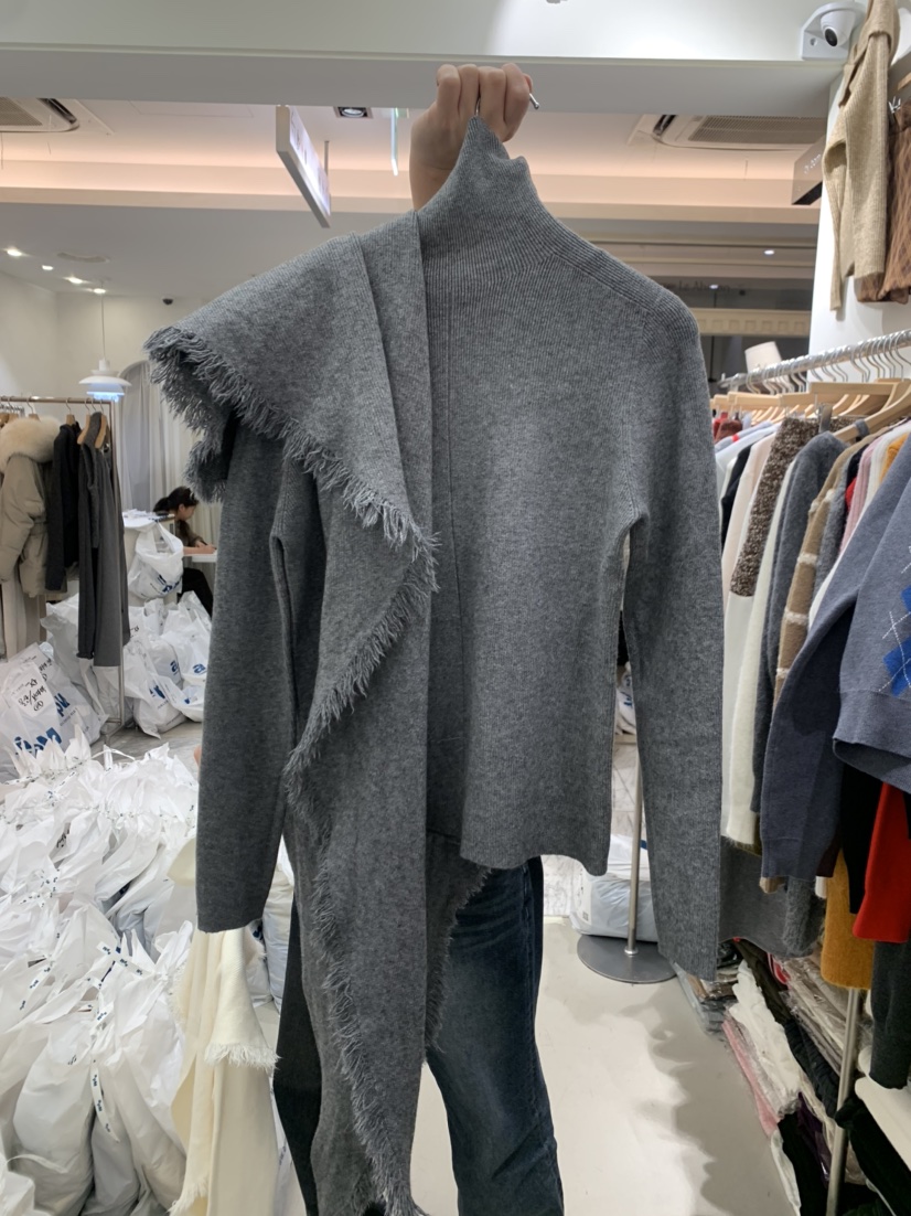 BY BOMI韓國代購㊣女裝新品熱賣真品套裝可拆卸流蘇套裝圍巾BY BOMI套裝