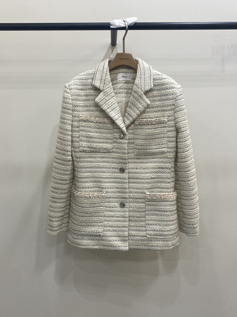 PERSON韓國代購㊣女士新品職業休閑推薦人氣熱賣時尚真品夾克PERSON夾克圖色1