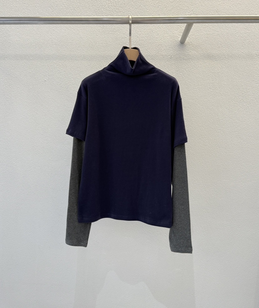 ABLERING東大門㊣直郵女士新款25秋冬休閑人氣長袖T恤假兩件ABLE STANDARD/ABLERING長袖T恤圖色2深藍色