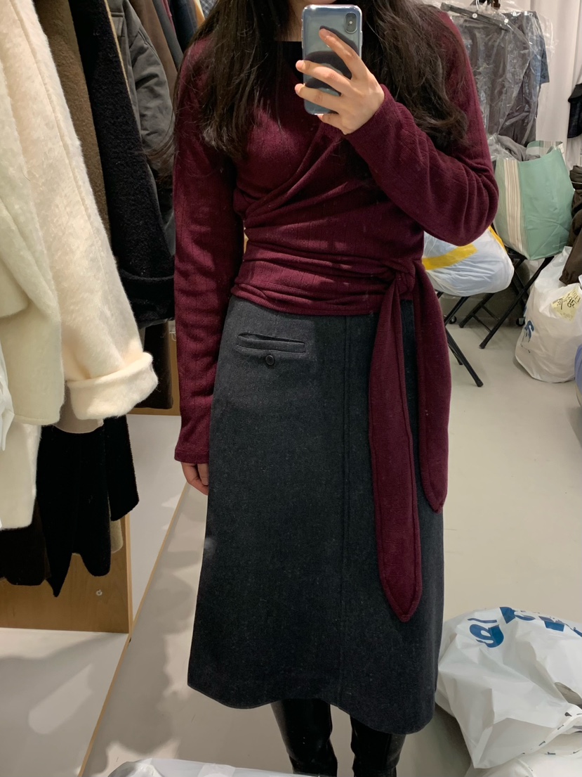 ALOT東大門㊣實拍女裝新品人氣推薦25秋冬時尚長裙羊毛口袋A LOT長裙圖色1