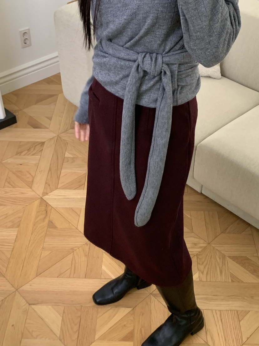 ALOT東大門㊣實拍女裝新品人氣推薦25秋冬時尚長裙羊毛口袋A LOT長裙圖色2