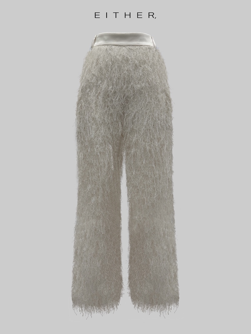 EITHER韓國代購㊣女士新品熱賣25秋冬推薦人氣職業休閑褲流蘇EITHER休閑褲圖色1