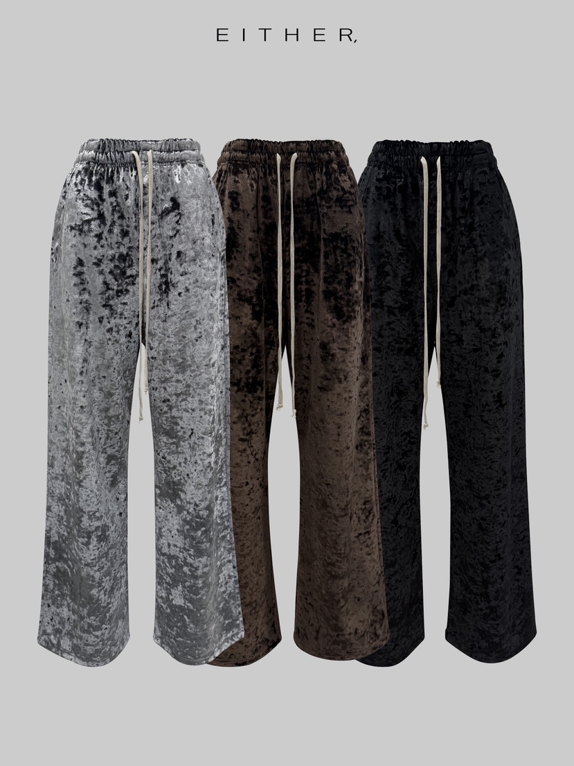 EITHER韓國代購㊣女裝新款真品休閑職業熱賣人氣休閑褲天鵝絨EITHER休閑褲