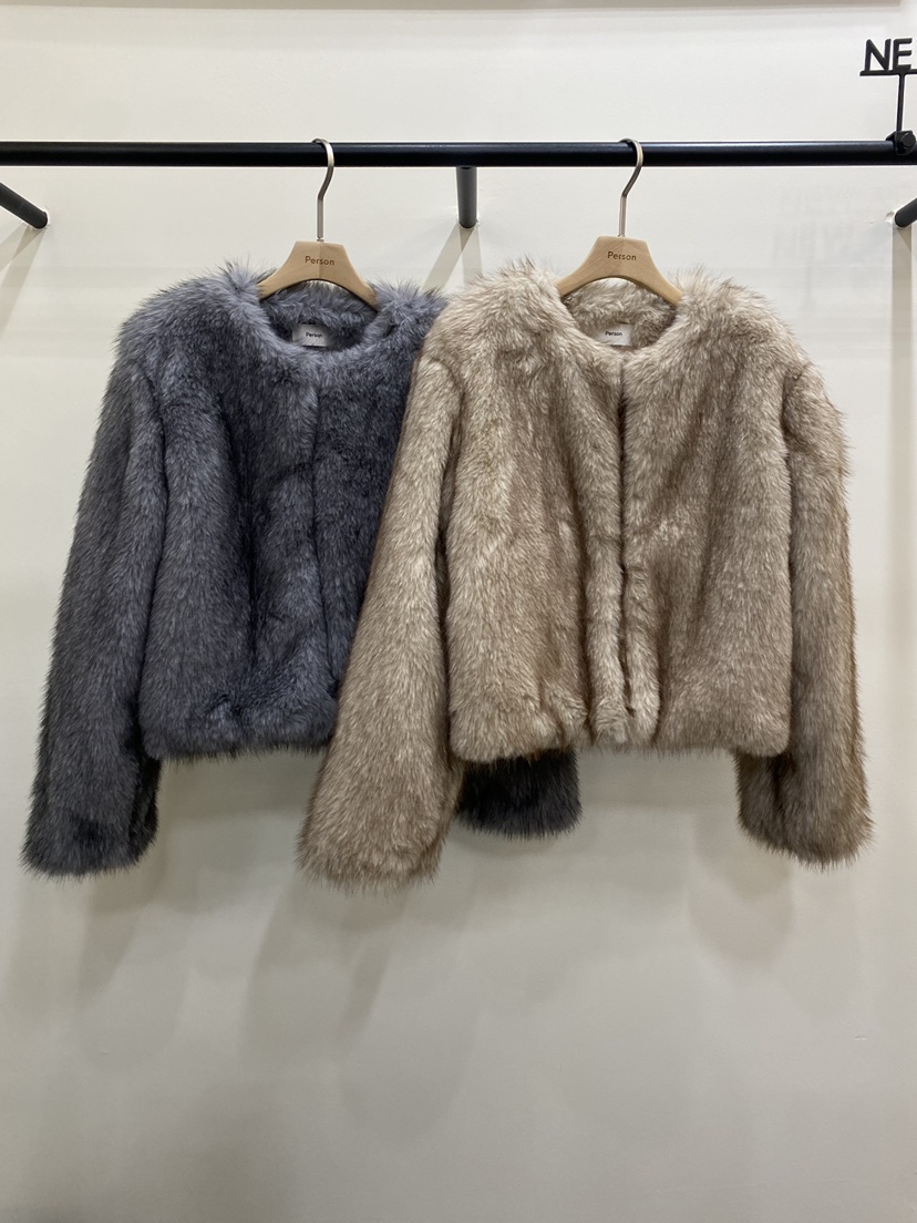 PERSON東大門㊣代購女裝新款人氣推薦25秋冬熱賣短款大衣狐貍PERSON短款大衣