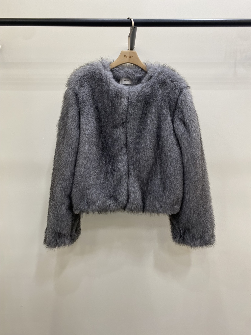 PERSON東大門㊣代購女裝新款人氣推薦25秋冬熱賣短款大衣狐貍PERSON短款大衣圖色2