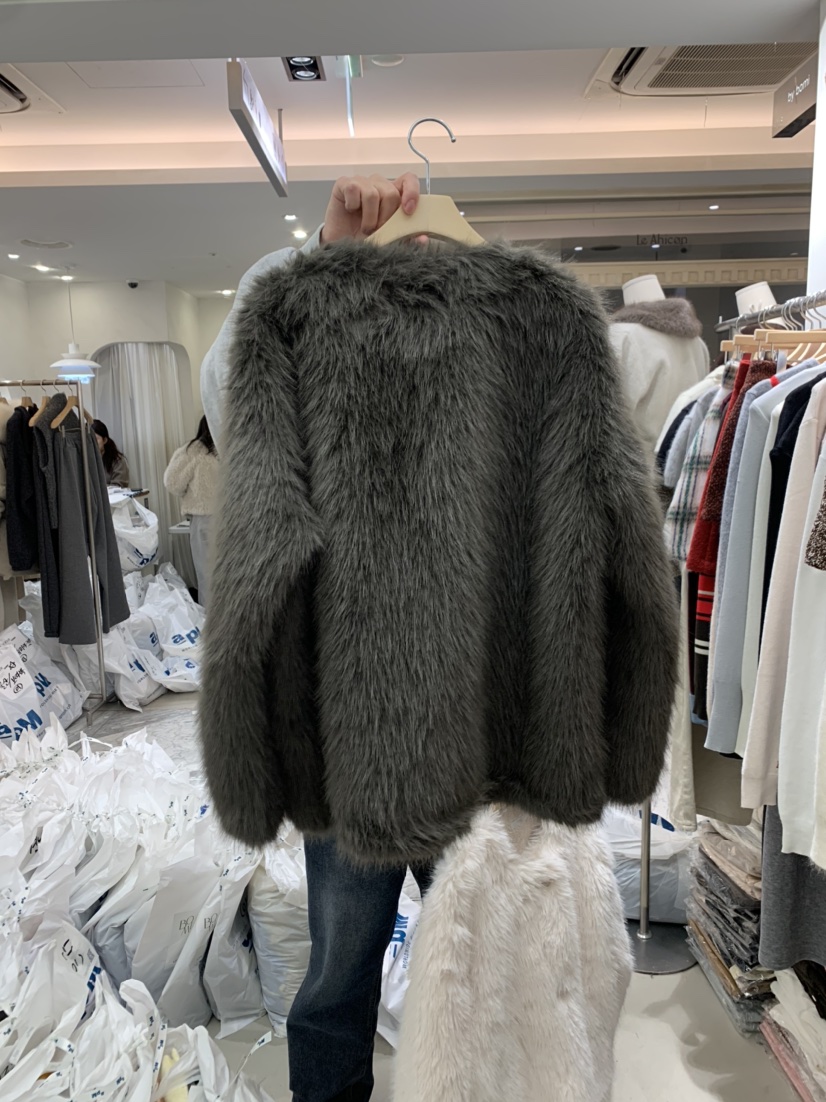 BY BOMI東大門㊣實拍女士新款真品人氣休閑25秋冬短款大衣皮草BY BOMI短款大衣