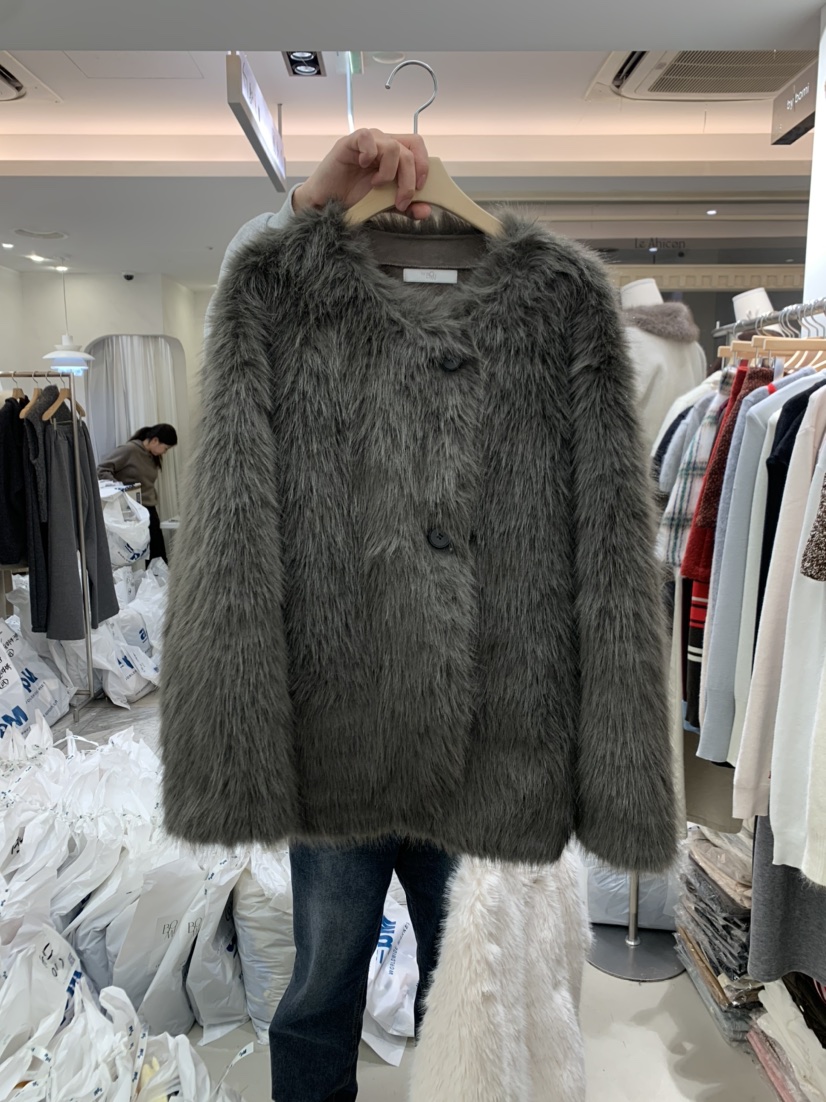 BY BOMI東大門㊣實拍女士新款真品人氣休閑25秋冬短款大衣皮草BY BOMI短款大衣圖色2