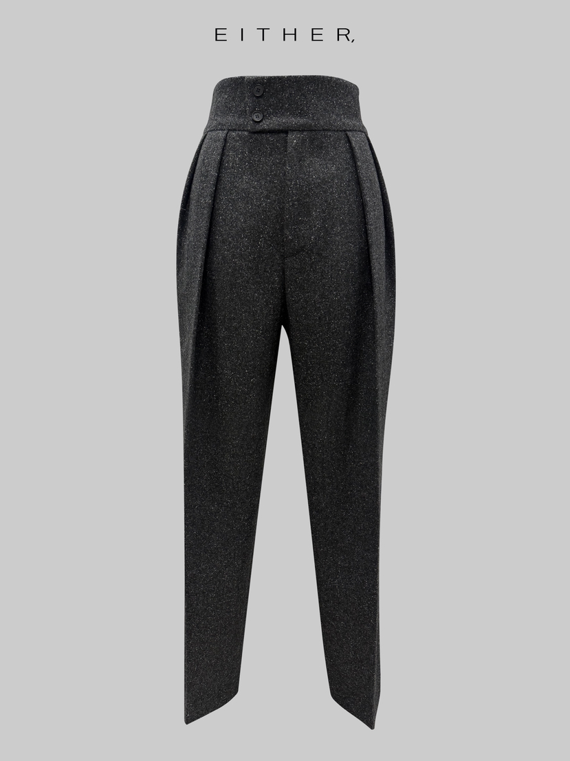 EITHER東大門㊣實拍女裝新品人氣職業真品推薦休閑褲手工編織EITHER休閑褲圖色1墨