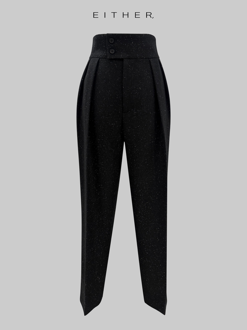 EITHER東大門㊣實拍女裝新品人氣職業真品推薦休閑褲手工編織EITHER休閑褲圖色2黑