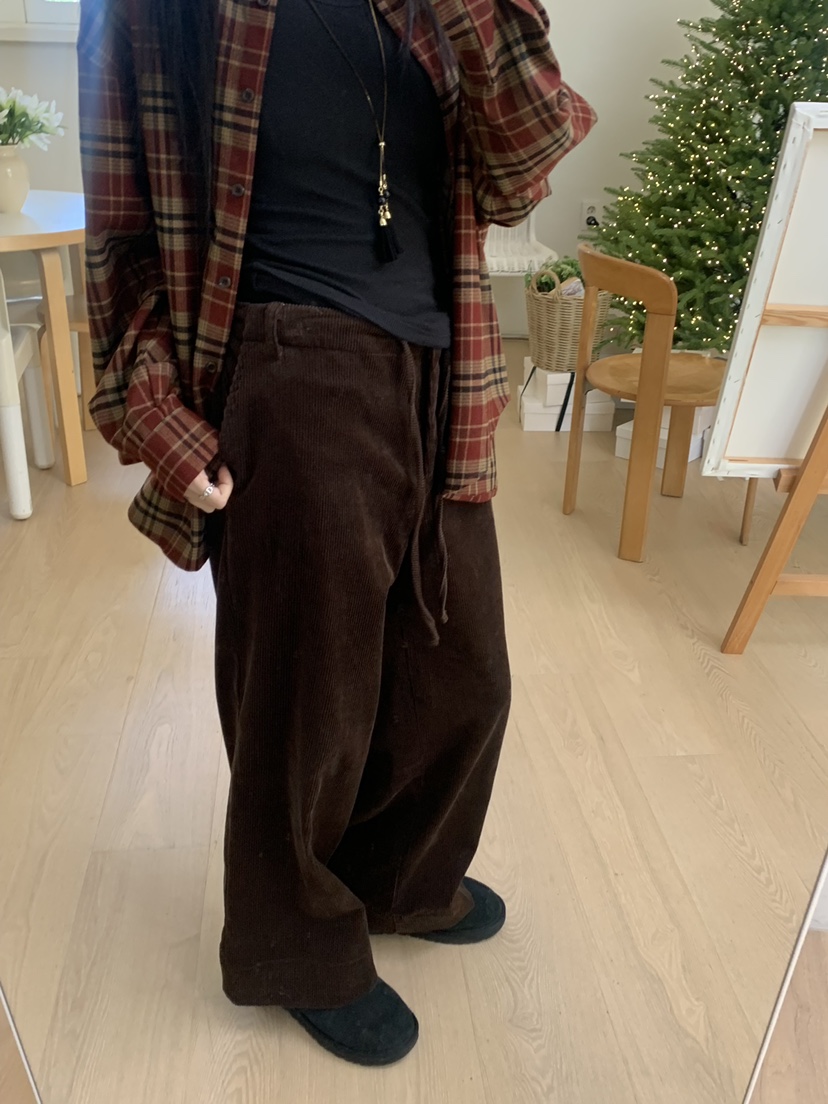 ALOT東大門㊣代購女士新款25秋冬時尚休閑真品休閑褲燈芯絨A LOT休閑褲