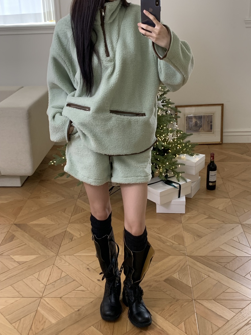 ALOT東大門㊣實拍女士新款人氣休閑推薦熱賣時尚衛衣皮革羊毛A LOT衛衣