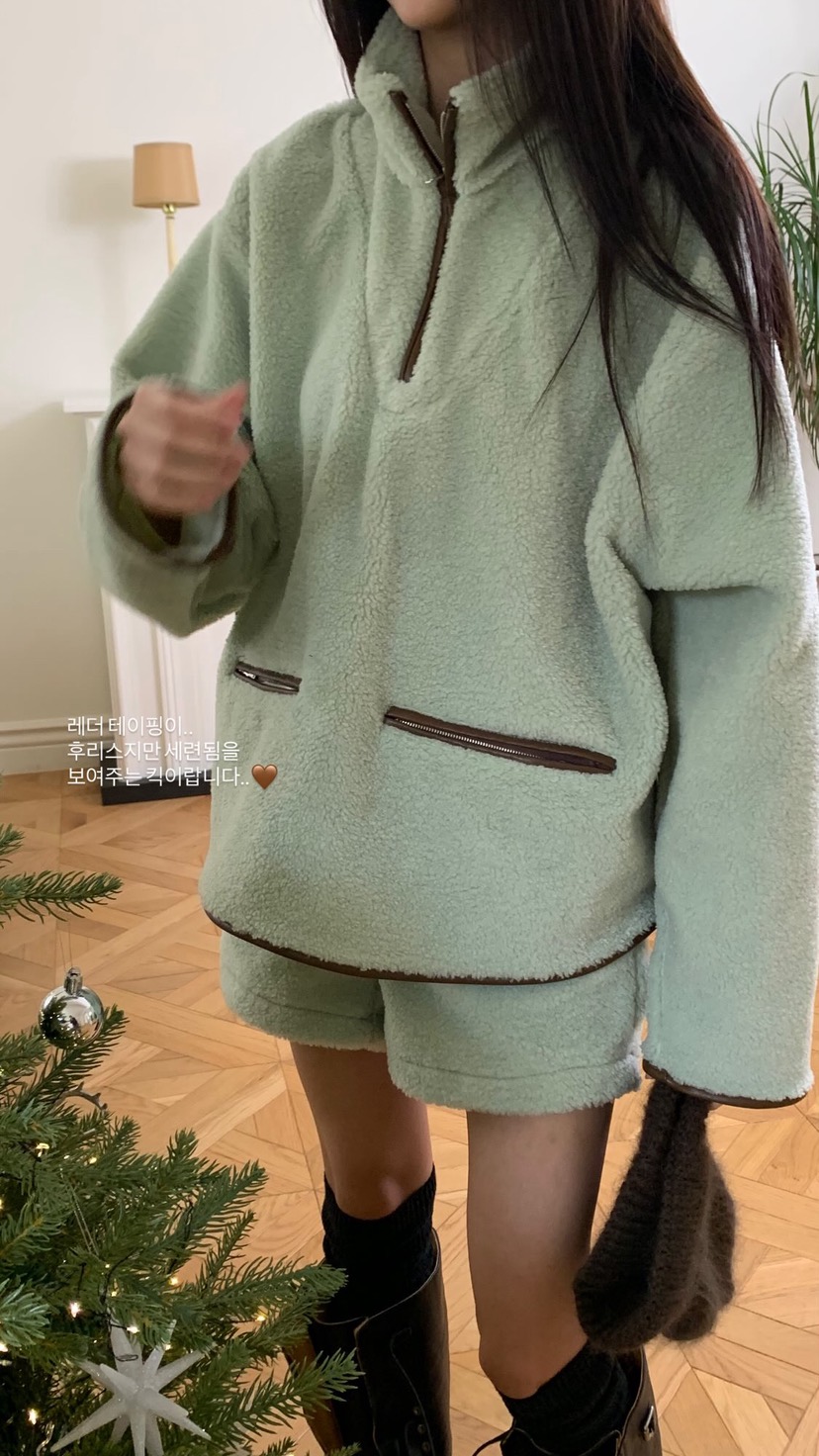 ALOT東大門㊣實拍女士新款人氣休閑推薦熱賣時尚衛衣皮革羊毛A LOT衛衣圖色1