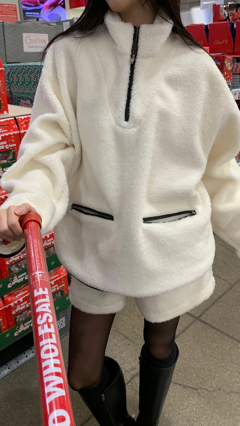 ALOT東大門㊣實拍女士新款人氣休閑推薦熱賣時尚衛衣皮革羊毛A LOT衛衣圖色2