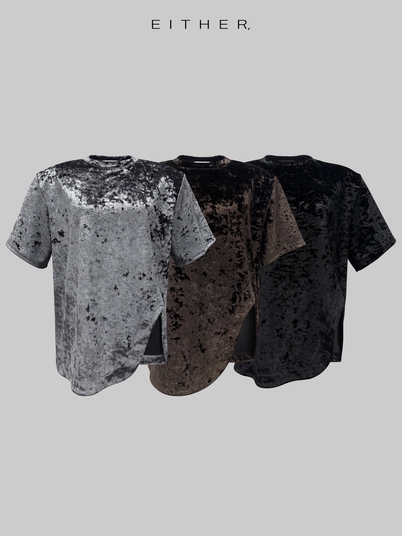 EITHER東大門㊣代購女士新品熱賣推薦時尚人氣T恤天鵝絨鏤空EITHERT恤