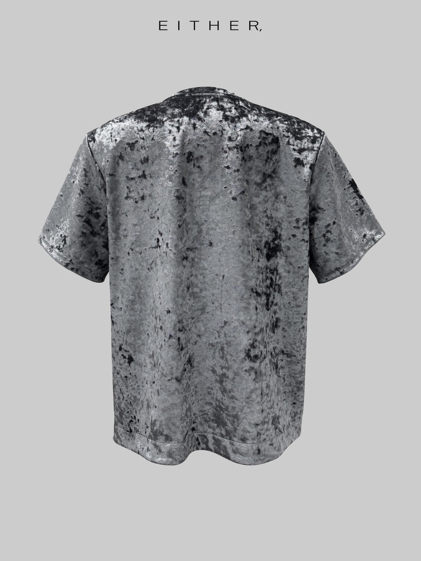 EITHER東大門㊣代購女士新品熱賣推薦時尚人氣T恤天鵝絨鏤空EITHERT恤