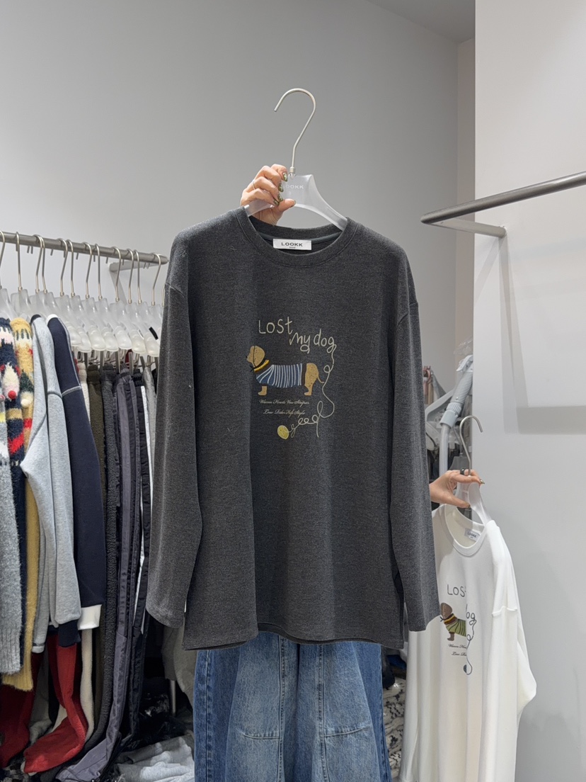LOOKK韓國直郵㊣女士新品時尚推薦休閑職業人氣真品長袖T恤LOOKK長袖T恤圖色2