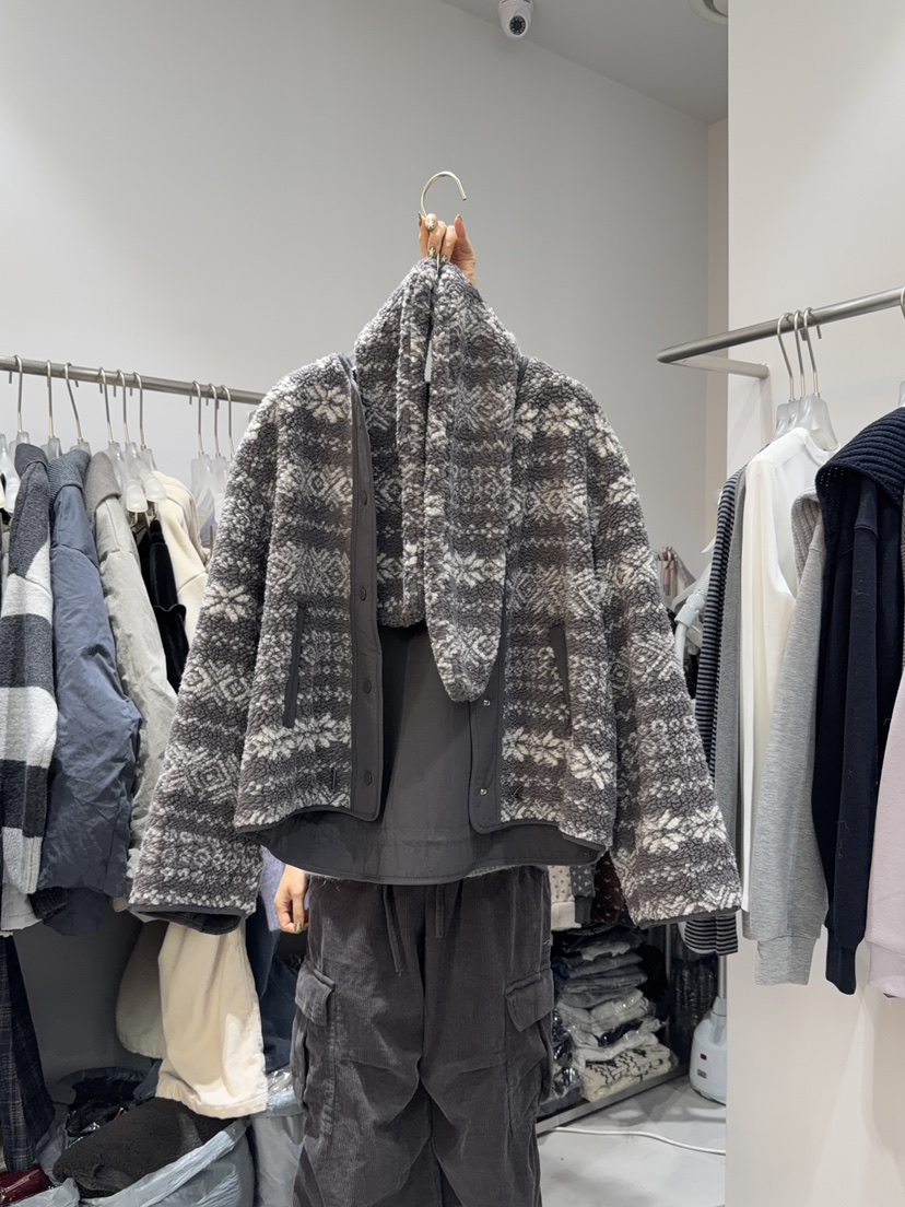 LOOKK韓國直郵㊣女裝新款熱賣25秋冬職業時尚夾克毛皮雙面圍巾LOOKK夾克圖色1