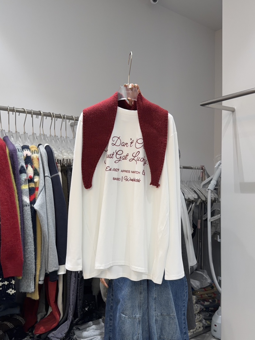 LOOKK東大門㊣直郵女裝新品時尚熱賣職業休閑真品長袖T恤圍巾LOOKK長袖T恤圖色1