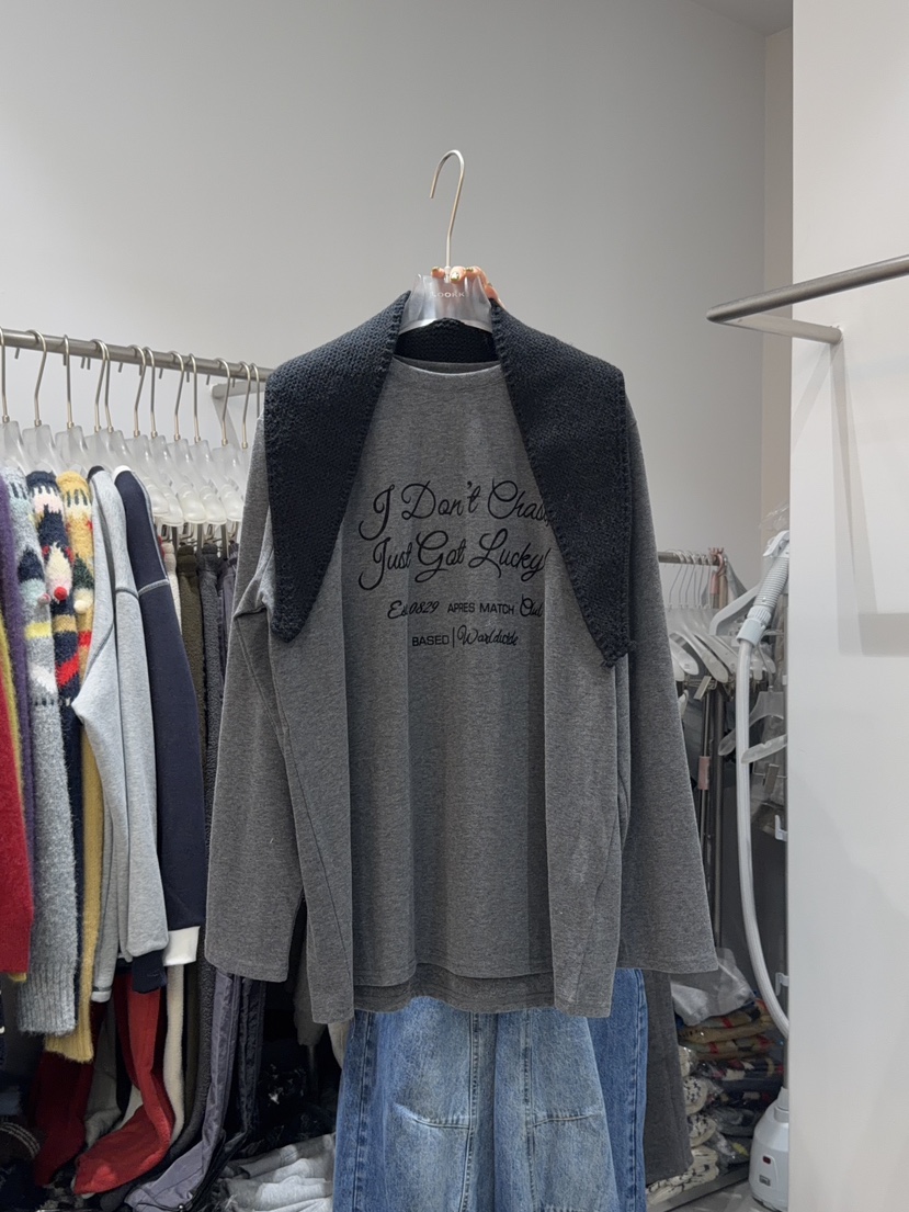 LOOKK東大門㊣直郵女裝新品時尚熱賣職業休閑真品長袖T恤圍巾LOOKK長袖T恤圖色2