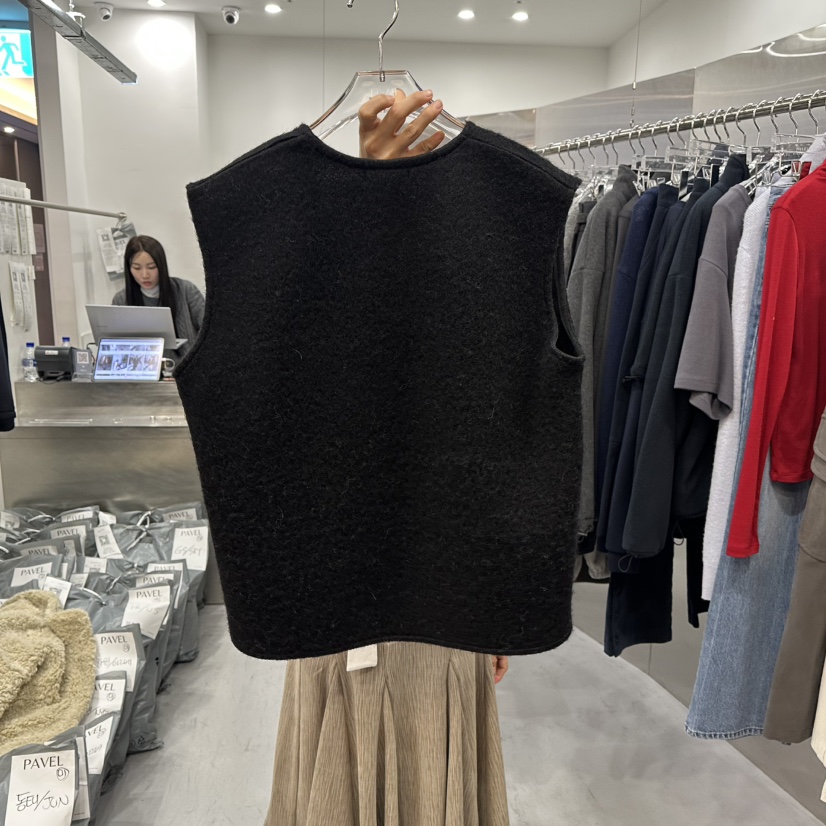 PAVEL東大門㊣代購女裝新品休閑時尚人氣吊帶背心不含內搭羊毛PAVEL吊帶/背心