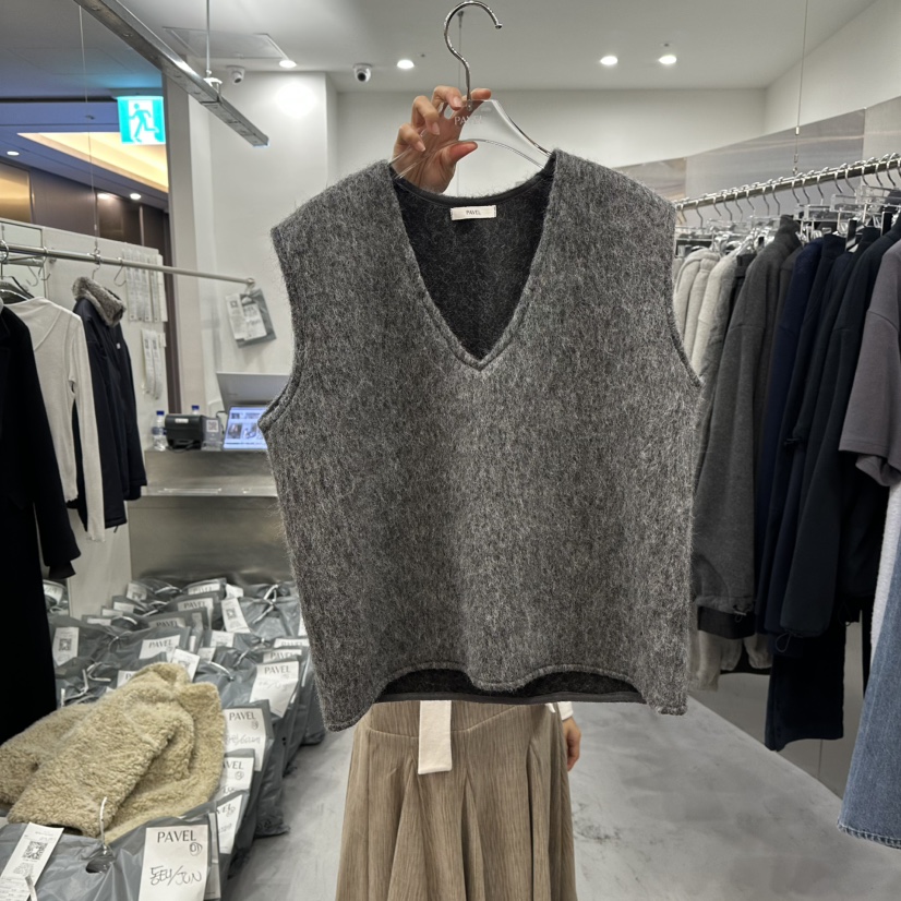 PAVEL東大門㊣代購女裝新品休閑時尚人氣吊帶背心不含內搭羊毛PAVEL吊帶/背心圖色2
