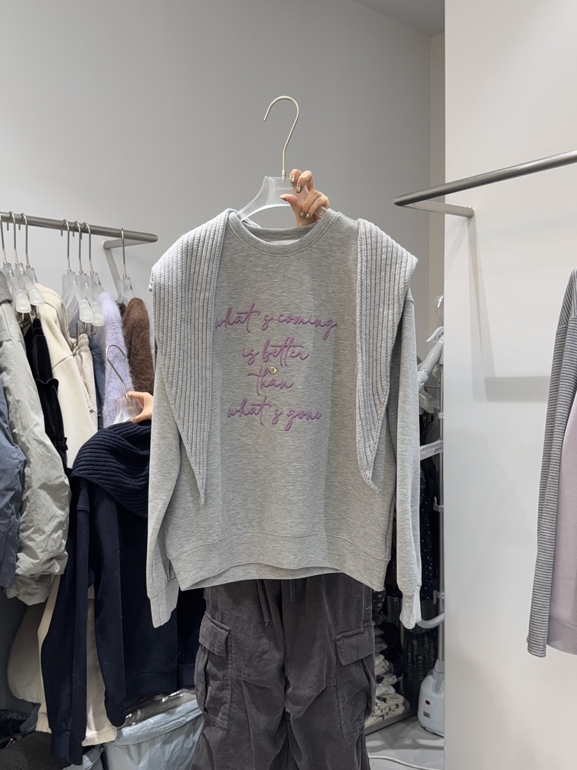 LOOKK韓國直郵㊣女士新品人氣休閑推薦真品熱賣套裝兩件套圍巾LOOKK套裝圖色1