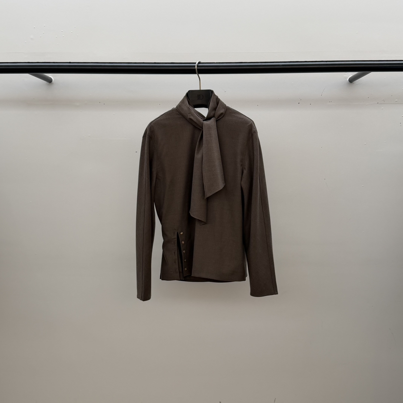 ID韓國代購㊣女裝新款人氣職業時尚25秋冬熱賣休閑襯衫蕾絲衫ID襯衫/蕾絲衫圖色1棕色