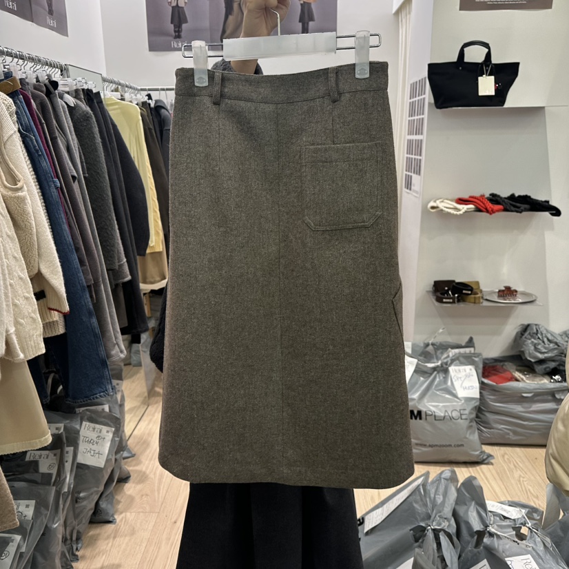 REIRAI東大門㊣實拍女裝新款25秋冬熱賣半身裙中短裙羊毛褶裥Reirai半身裙/中短裙