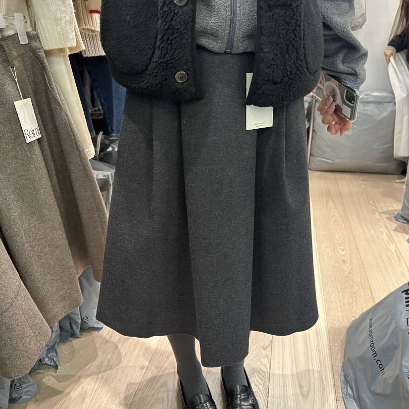 REIRAI東大門㊣實拍女裝新款25秋冬熱賣半身裙中短裙羊毛褶裥Reirai半身裙/中短裙圖色2